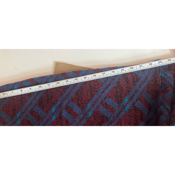 Trend Basics Vintage 90s Maroon Blue Plaid Diamond Pattern Knit Sweater Jumper - Picture 16 of 16